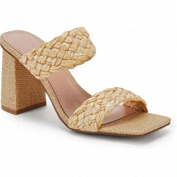 Womens' Braided Heeled Sandals Backless Square Open Toe Block Slide Size 9.5 - Picture 3 of 8